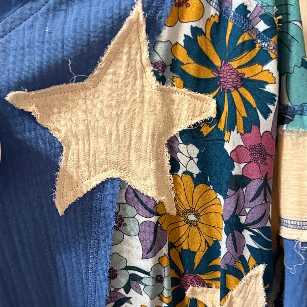 BiBi Royal Blue Star & Floral Patchwork Hoodie - Picture 4 of 6